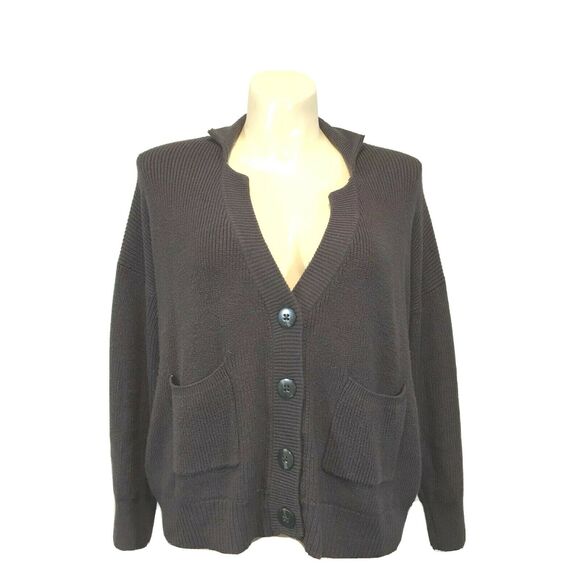 BCBGeneration Cardigan XS/S Licorice Gray Knit Combo Granny Oversized Sweater - Picture 1 of 7